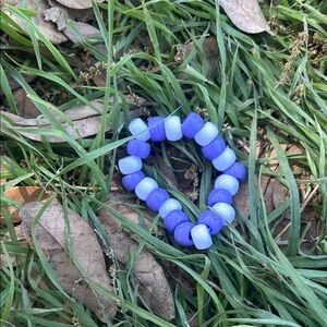 Blue and White Beaded Bracelet
